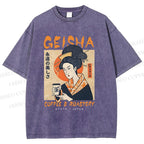 Unisex Geisha Coffee Printed Washed Tee