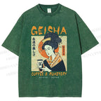 Unisex Geisha Coffee Printed Washed Tee