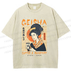 Unisex Geisha Coffee Printed Washed Tee