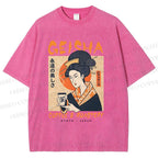 Unisex Geisha Coffee Printed Washed Tee