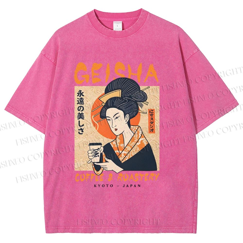 Unisex Geisha Coffee Printed Washed Tee
