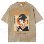 Unisex Geisha Coffee Printed Washed Tee