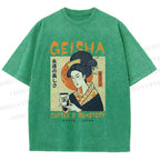 Unisex Geisha Coffee Printed Washed Tee