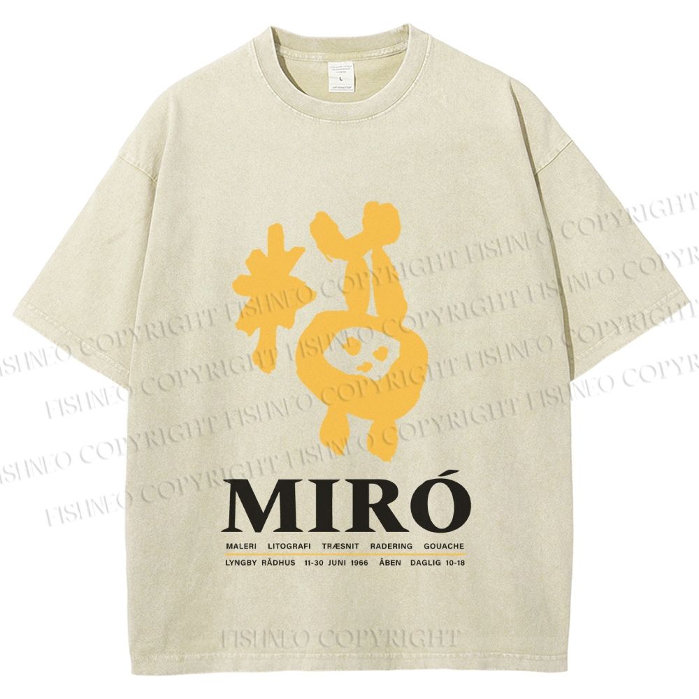 Unisex Miro Yellow Art Exhibition Printed Washed Tee