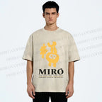 Unisex Miro Yellow Art Exhibition Printed Washed Tee