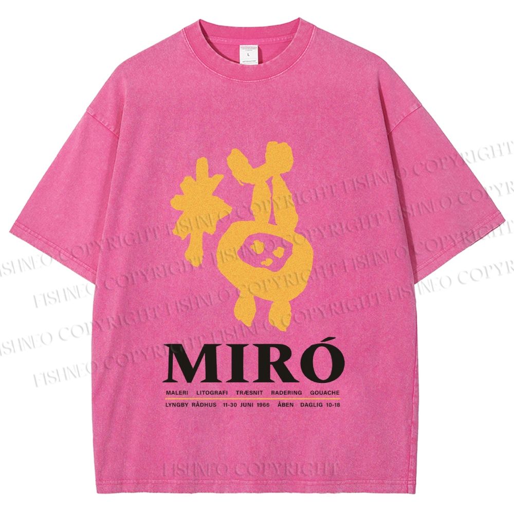 Unisex Miro Yellow Art Exhibition Printed Washed Tee