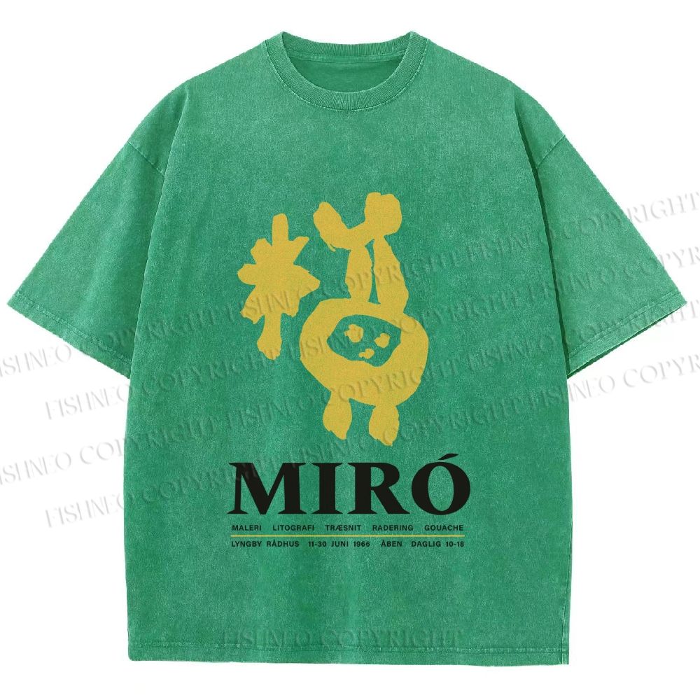 Unisex Miro Yellow Art Exhibition Printed Washed Tee