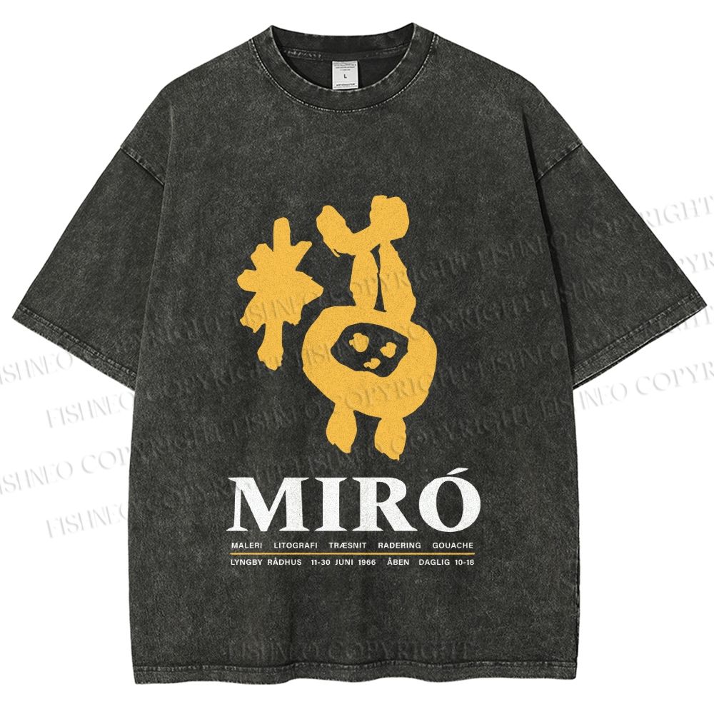 Unisex Miro Yellow Art Exhibition Printed Washed Tee