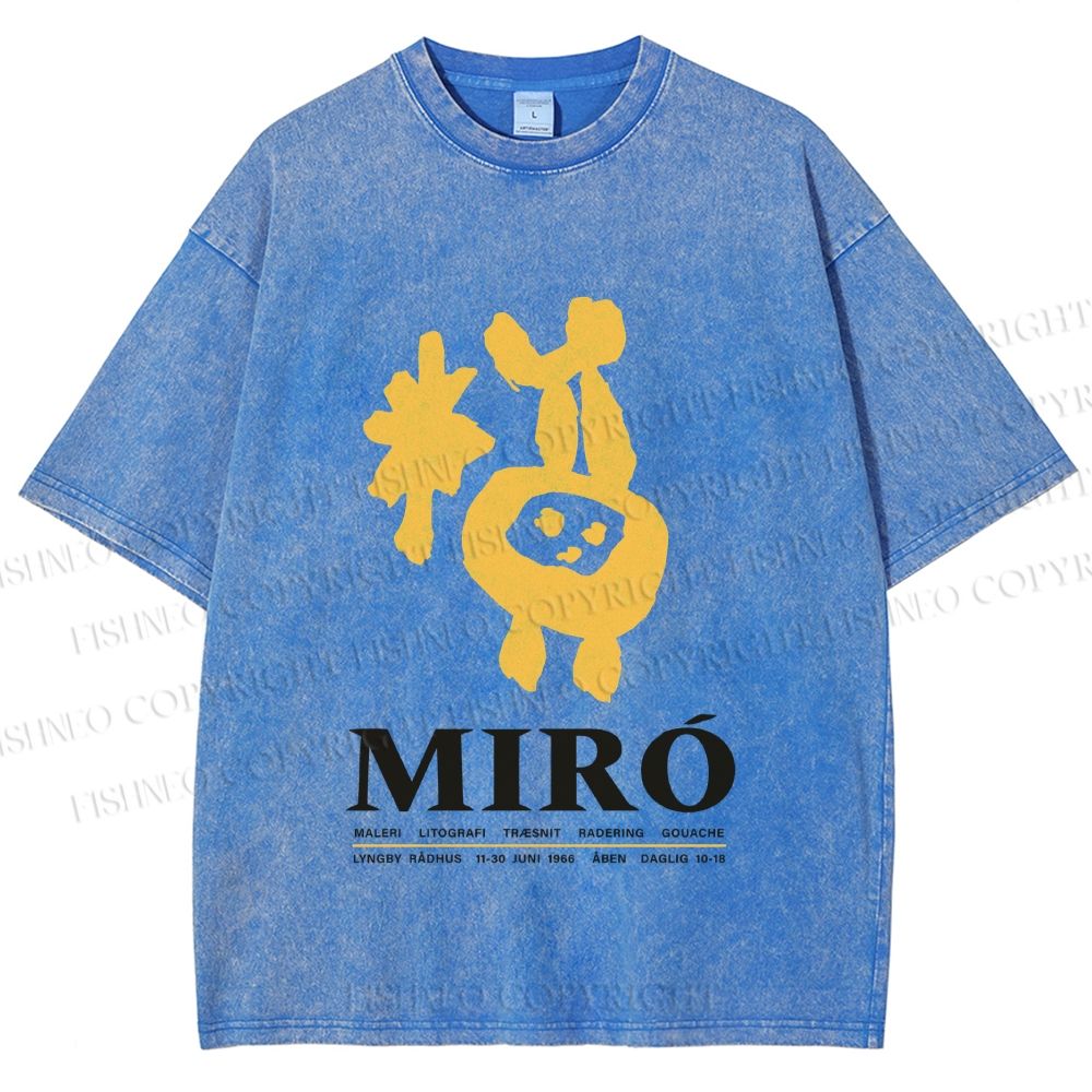 Unisex Miro Yellow Art Exhibition Printed Washed Tee