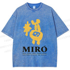 Unisex Miro Yellow Art Exhibition Printed Washed Tee
