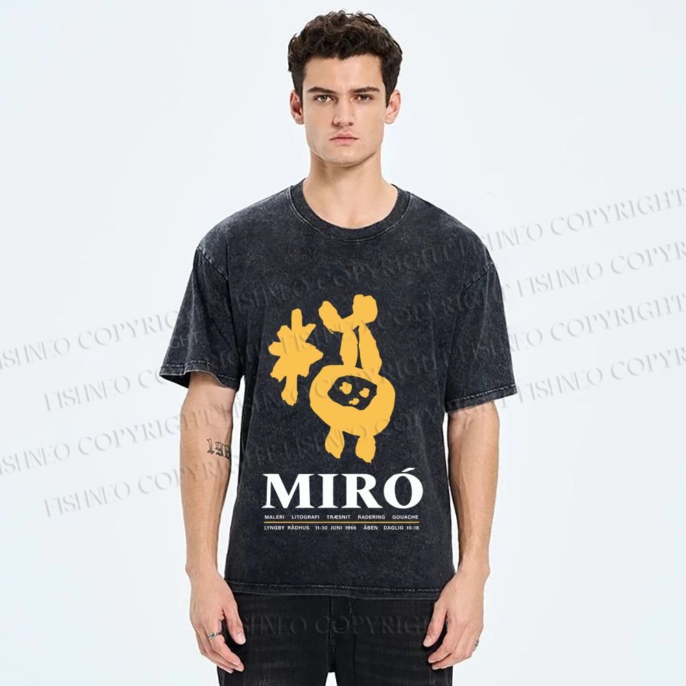 Unisex Miro Yellow Art Exhibition Printed Washed Tee