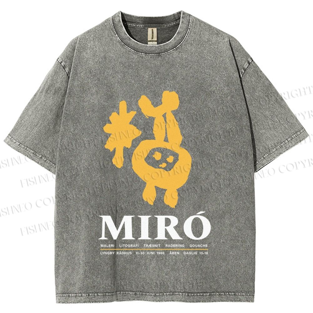 Unisex Miro Yellow Art Exhibition Printed Washed Tee