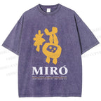 Unisex Miro Yellow Art Exhibition Printed Washed Tee
