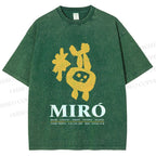 Unisex Miro Yellow Art Exhibition Printed Washed Tee