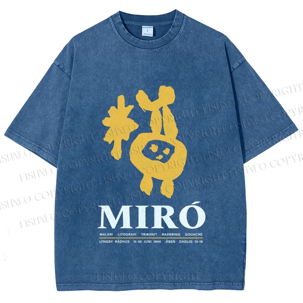 Unisex Miro Yellow Art Exhibition Printed Washed Tee