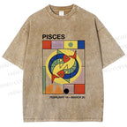Unisex Bauhaus Pisces Printed Washed Tee