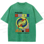 Unisex Bauhaus Pisces Printed Washed Tee
