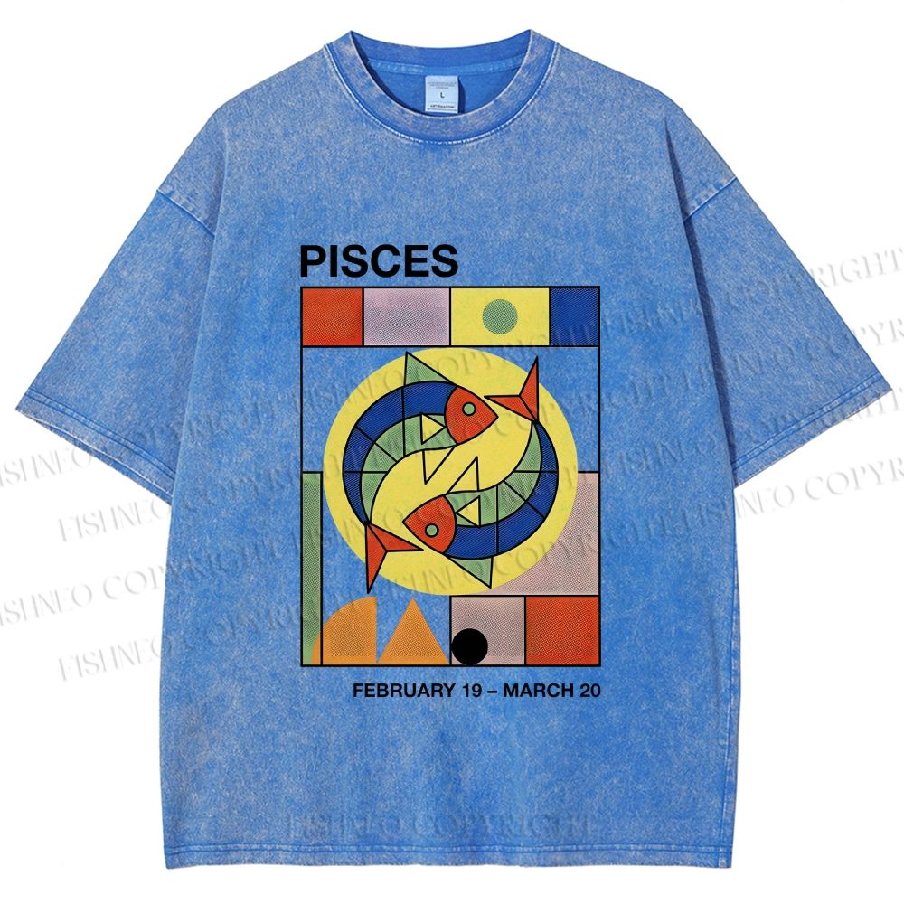 Unisex Bauhaus Pisces Printed Washed Tee