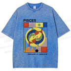 Unisex Bauhaus Pisces Printed Washed Tee