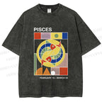 Unisex Bauhaus Pisces Printed Washed Tee