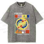 Unisex Bauhaus Pisces Printed Washed Tee