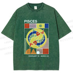 Unisex Bauhaus Pisces Printed Washed Tee