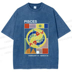Unisex Bauhaus Pisces Printed Washed Tee