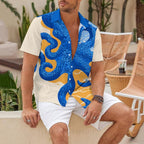 Japanese Ukiyo-e Blue Octopus Hawaiian Shirt