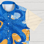 Japanese Ukiyo-e Blue Octopus Hawaiian Shirt
