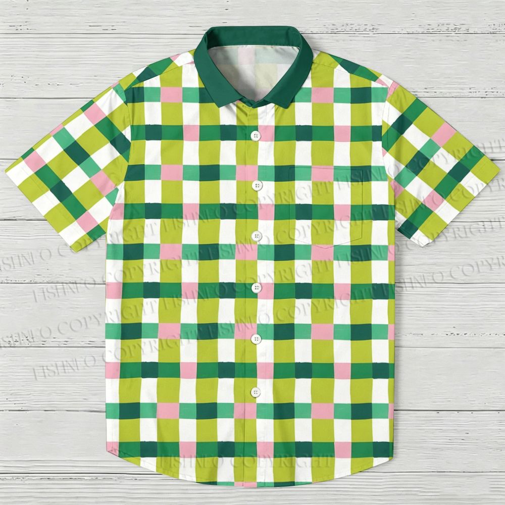 Green Plaid Hawaiian Shirt