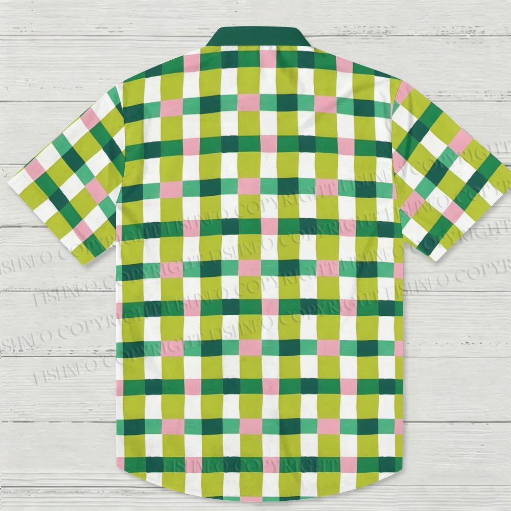 Green Plaid Hawaiian Shirt