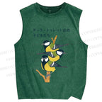 Unisex Vintage Birds Printed Washed Tank Top
