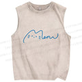 Unisex Meow Cat Sign Printed Washed Tank Top