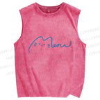 Unisex Meow Cat Sign Printed Washed Tank Top