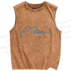 Unisex Meow Cat Sign Printed Washed Tank Top