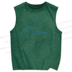 Unisex Meow Cat Sign Printed Washed Tank Top