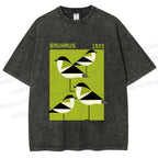 Unisex Bauhaus Geometric Birds Printed Washed Tee