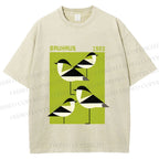 Unisex Bauhaus Geometric Birds Printed Washed Tee