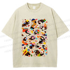 Unisex Joan Miro Graffiti Printed Washed Tee
