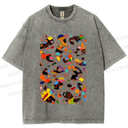 Unisex Joan Miro Graffiti Printed Washed Tee