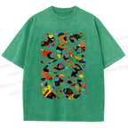 Unisex Joan Miro Graffiti Printed Washed Tee