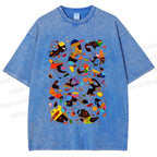 Unisex Joan Miro Graffiti Printed Washed Tee