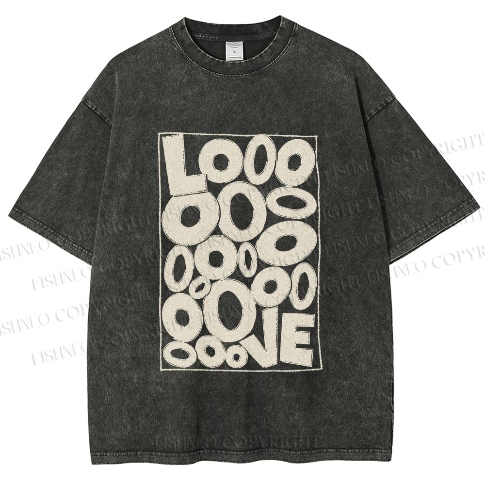 Unisex Looooove Bubbles Printed Washed Tee