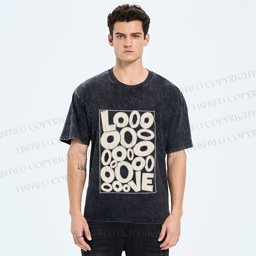 Unisex Looooove Bubbles Printed Washed Tee