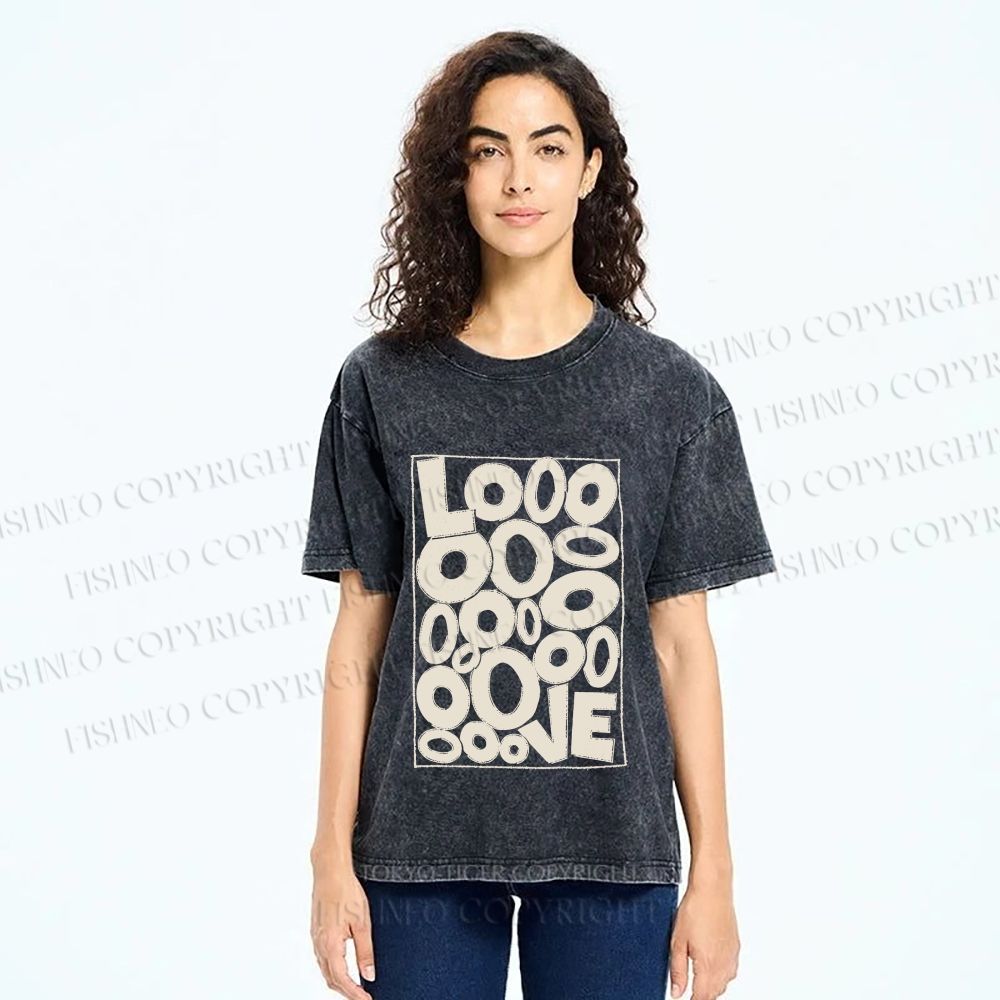 Unisex Looooove Bubbles Printed Washed Tee