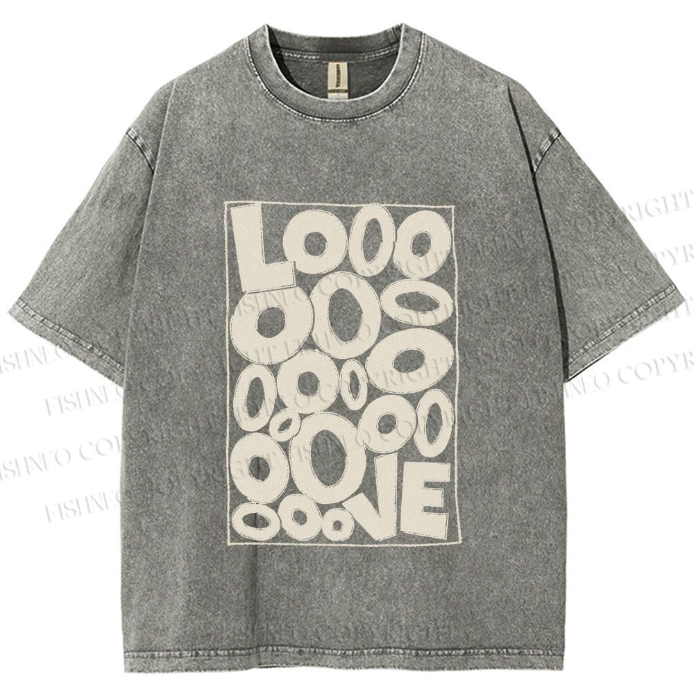 Unisex Looooove Bubbles Printed Washed Tee