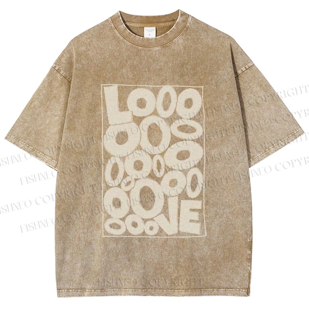 Unisex Looooove Bubbles Printed Washed Tee