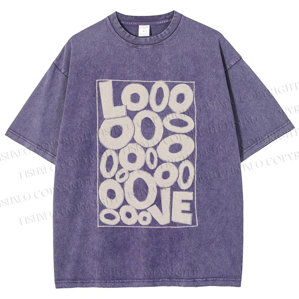 Unisex Looooove Bubbles Printed Washed Tee