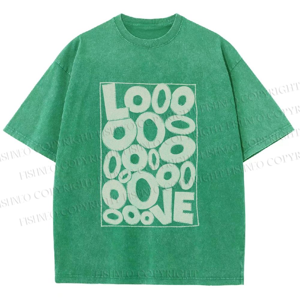 Unisex Looooove Bubbles Printed Washed Tee