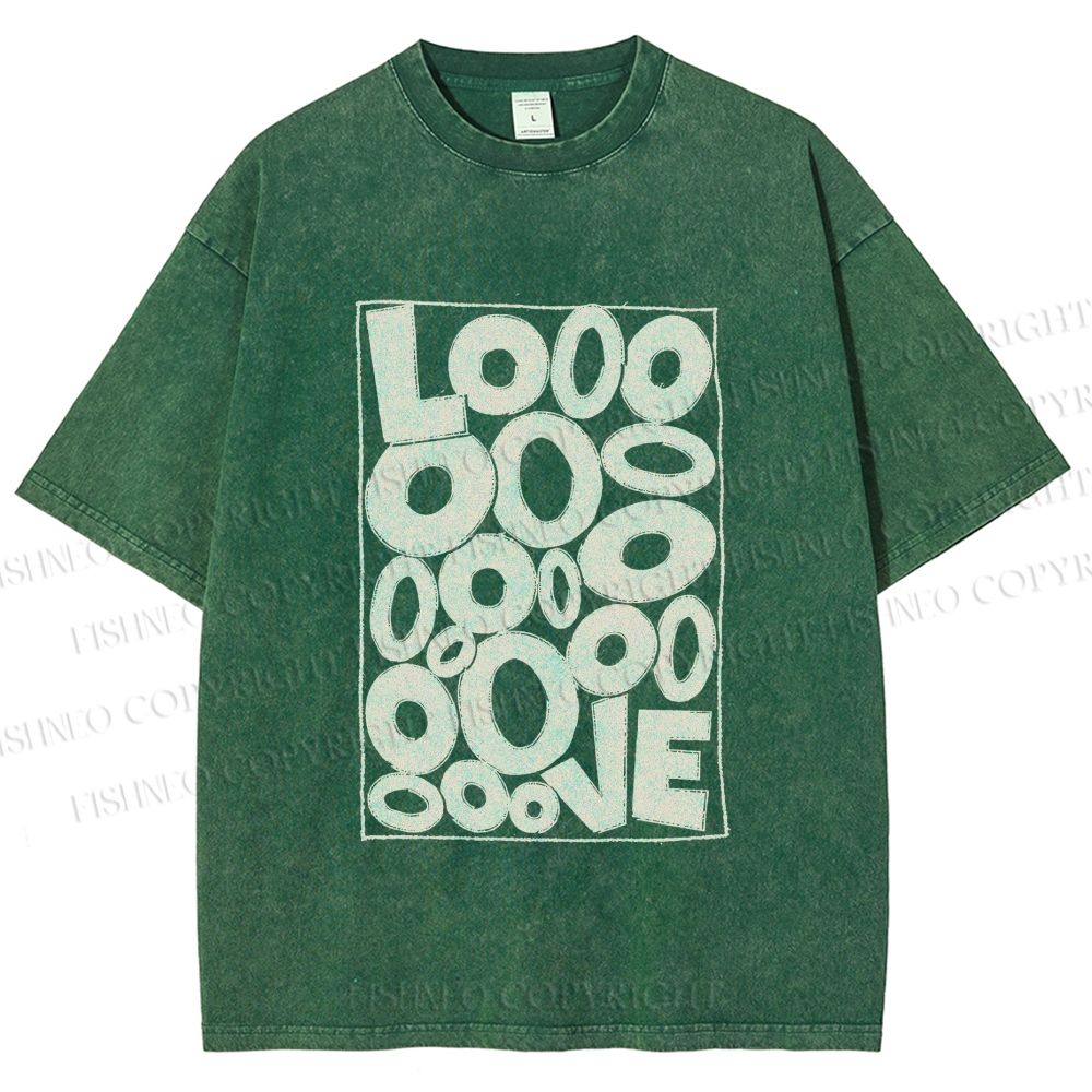 Unisex Looooove Bubbles Printed Washed Tee